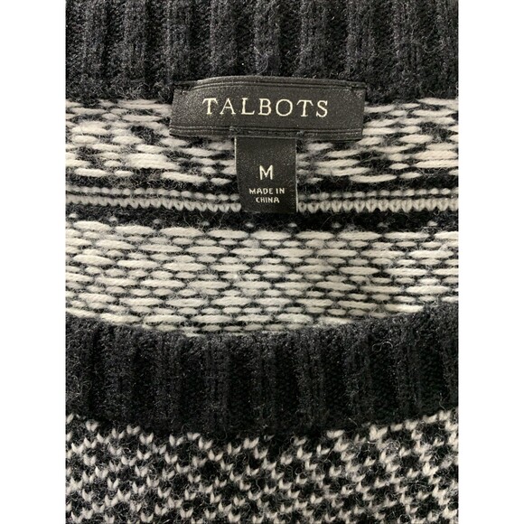 Talbots Fair Isle Nordic Wool Blend Black Sweater Womens M Winter Long Sleeve - Picture 5 of 7